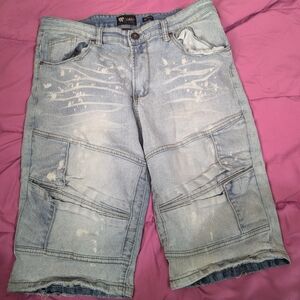 Light Blue Distressed Denim Shorts